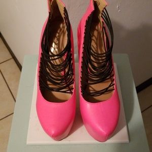 Pink platform heels